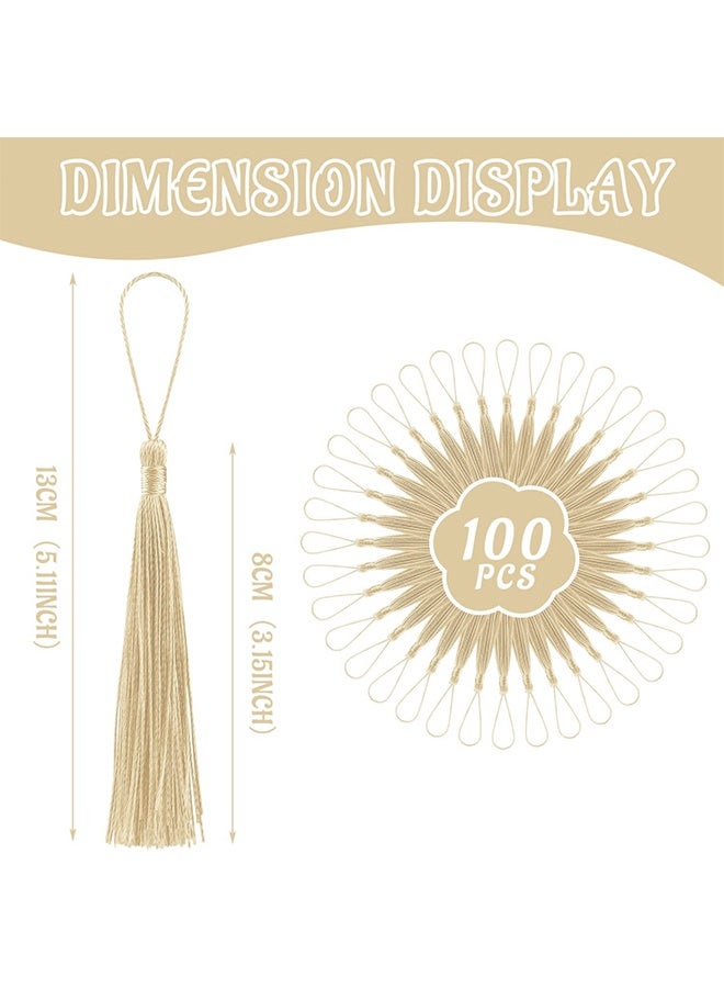 Wffo 100 Pcs Bookmark Tassels with Tight Knot 13cm/5 Inch for Crafts Bookmarks Jewelry Making Graduation Gifts DIY Phone Accessory (Cream) - Image 2